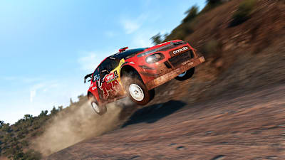 Screenshot of a vehicle taking off in WRC 8.
