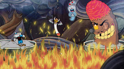 A screenshot of a boss from the video game Cuphead.