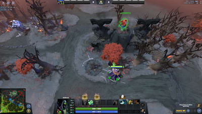 An observer ward is placed close to the opponent base to provide aggressive vision in a Dota 2 map.