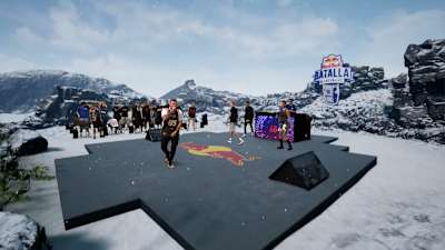 MC Skone and MC Rapder battling it out in the final of Red Bull Batalla de los Gallos International Final at Santo Domingo, Dominican Republic on December 12, 2020.