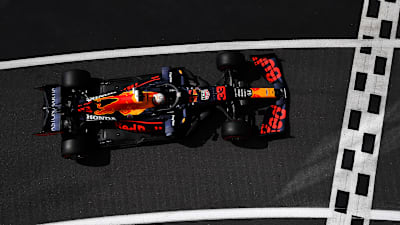 Max Verstappen of Aston Martin Red Bull Racing comes into the pit lane during qualifying for the F1 Grand Prix of Great Britain at Silverstone on August 2, 2020