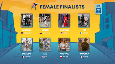Graphic of the women's line-up at the Red Bull Street Style World Final 2021.