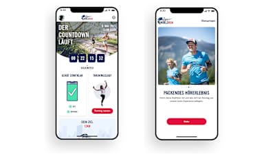 Screenshots der Wings for Life World Run App.