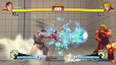 Ryu wirft einen Feuerball in Street Fighter IV