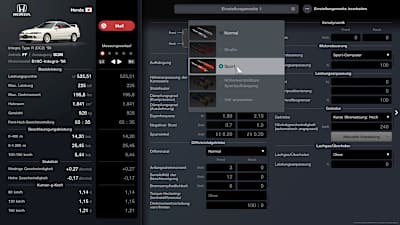 Screenshotof Gran Turismo 7's tuning menu