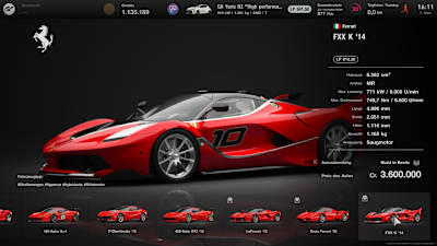 Screenshot shows Ferrari FXX K '14 in Gran Turismo 7