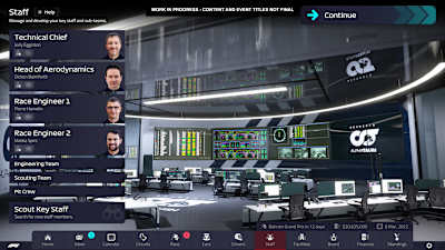 Screenshot aus F1 Manager 2022 zeigt die Team-Übersicht der Ingenieure am Beispiel der Scuderia AlphaTauri