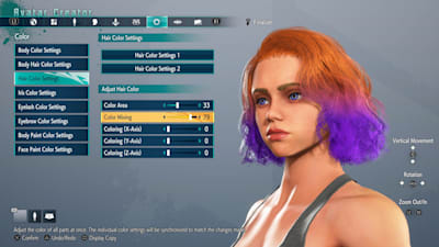 Eine Auswahl an Haarfarben ermöglicht einen weiblichen Charakter mit bunter Frisur