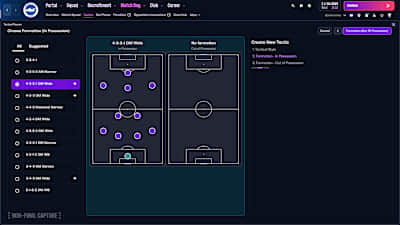 Diziliş ekranı Topa Sahipken ve Top Rakipteyken olmak üzere ikiye ayrıldı
