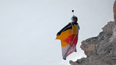  Fred Fugen wingsuit flying during production of Touching the Sky VR. 