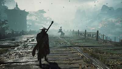 Screenshot from Phantom Blade Zero shows the hero on a bridge.