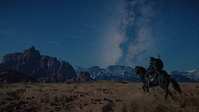 A night-time screenshot from Crimson Desert.