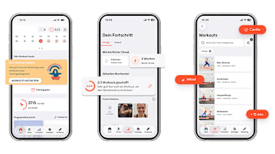 Screenshots der Gymondo Fitness App