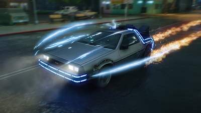 Screenshot aus Stuntman: Hollywood zeigt den DeLorean aus Zurück in die Zukunft