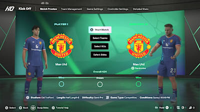 EA FC 27'den, Manchester United formaları giyen oyuncuları gösteren bir ekran görüntüsü.