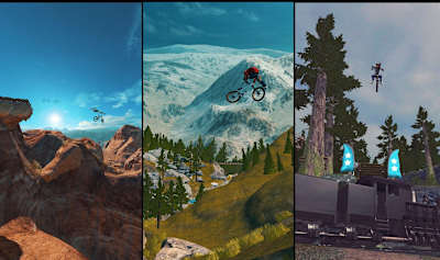 Promotional art of Bike Unchained 2 mobile game for iOS and Android devices.