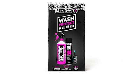 The Muc-Off Wash Protect & Lube Kit box.