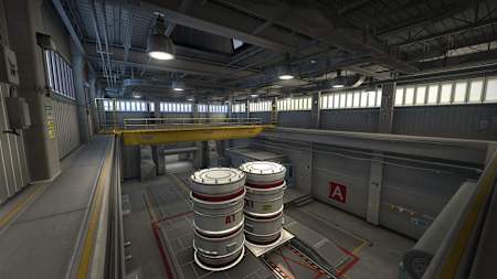 A screenshot of the A site on Nuke map of Counter Strike: Global Offensive