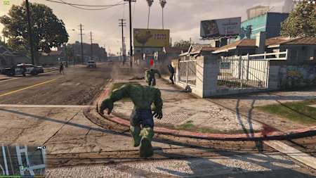 A screenshot of the Hulk Mod for GTA V.