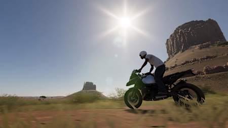 A screenshot of the BMW Adventure bike from The Crew 2