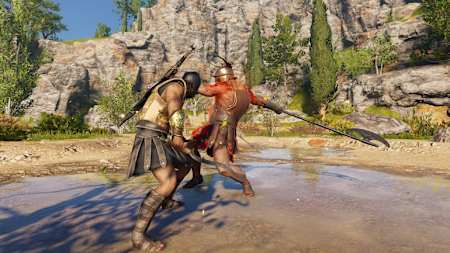 A screenshot of a parry in Assassin's Creed Odyssey