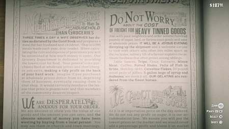 A screenshot of a store catalogue in Red Dead Redemption 2