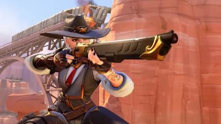 A screenshot of Ashe lining up a shot