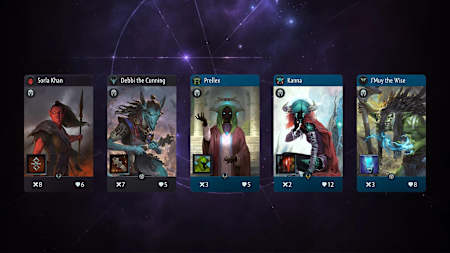 A selection of heroes in Artifact, the new card game from Valve.