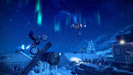 A screenshot of night racing from Trials Rising