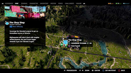 A screenshot of the map in Far Cry New Dawn, the latest game in the series by Ubisoft.