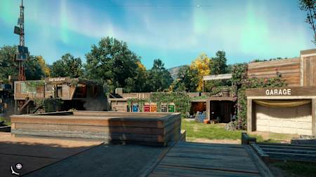 A screenshot of the hub area in Far Cry New Dawn, the latest video game in the series by Ubisoft.