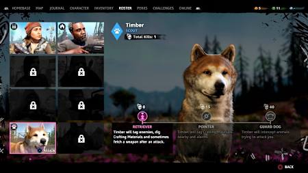 A screenshot of Far Cry New Dawn’s roster menu.