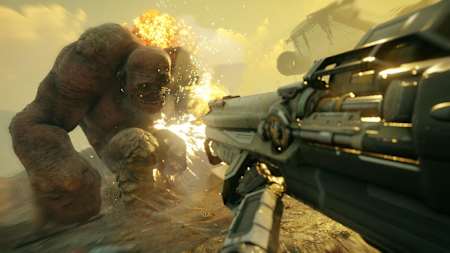 Screenshot of a giant mutant in Rage 2