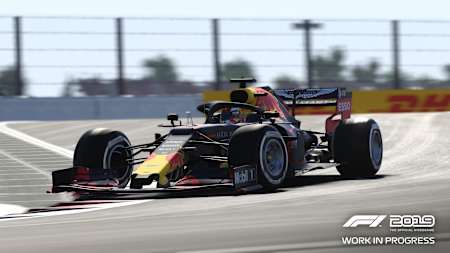 Image of a Red Bull car racing in F1 2019.