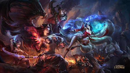 Fight scene artwork in League of Legends.