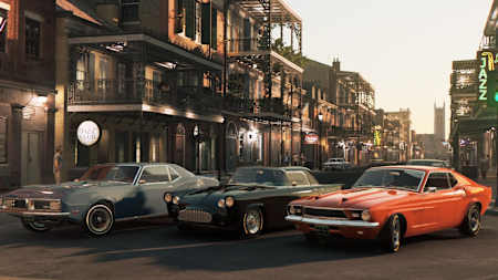 A promotional image of the period-accurate cars in Mafia III