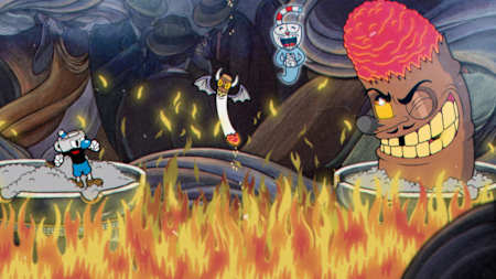 A screenshot of a boss from the video game Cuphead.