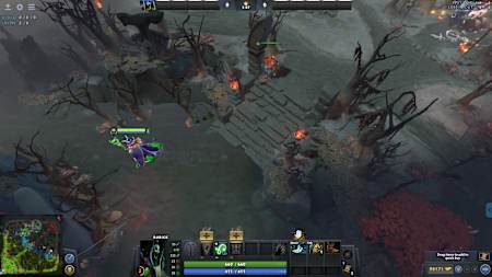 An observer ward is placed near the Roshan in a Dota 2 map.