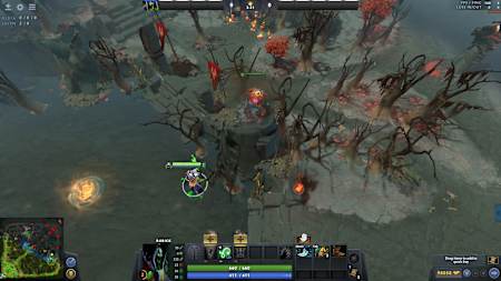 An observer ward is placed in the safe lane of a Dota 2 map.