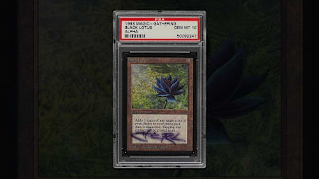 Die Magic-Karte Black Lotus mit der Signatur des Künstlers