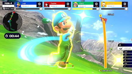 Luigi leuchtet, ein Indikator für einen aktivierten Spezialschlag