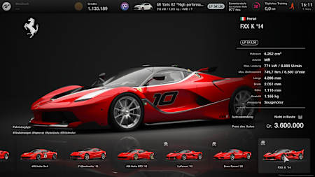 Screenshot shows Ferrari FXX K '14 in Gran Turismo 7