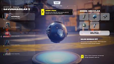 Her oyuncu maçın başında bir Esnek Cihaz seçebiliyor