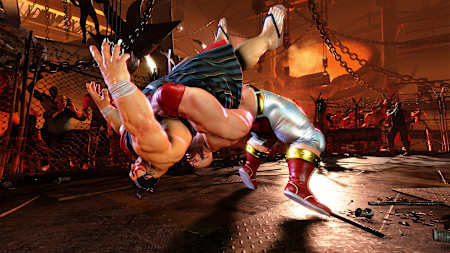 Zangief performing a Russian Suplex on E. Honda in Street Fighter 6.