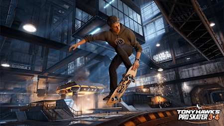Tony Hawk skates in a steel foundry, as seen in the remastered Tony Hawk's Pro Skater 3+4. 
