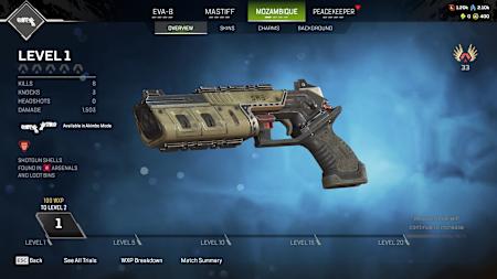 Mozambique Shotgun weapon in Apex Legends. 