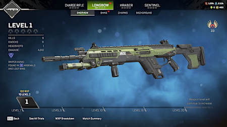 Longbow DMR weapon in Apex Legends.