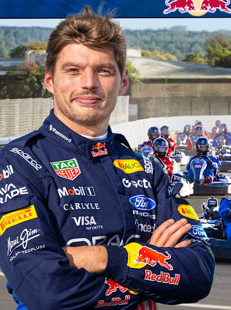 F1 World Champion Max Verstappen stands at the ready to take on 100 amateur kart racers at Silverstone Circuit in the UK, on September 16, 2026