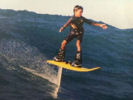 An image of a young Kai Lenny surfing.