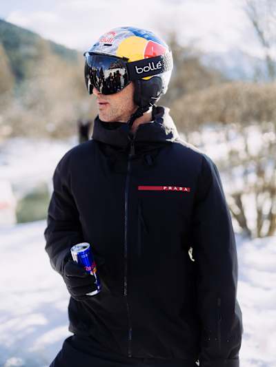 Pierre Vaultier poses for a portrait during his project, Floating Shapes, in Serre Chevalier, France on January 18, 2025.
